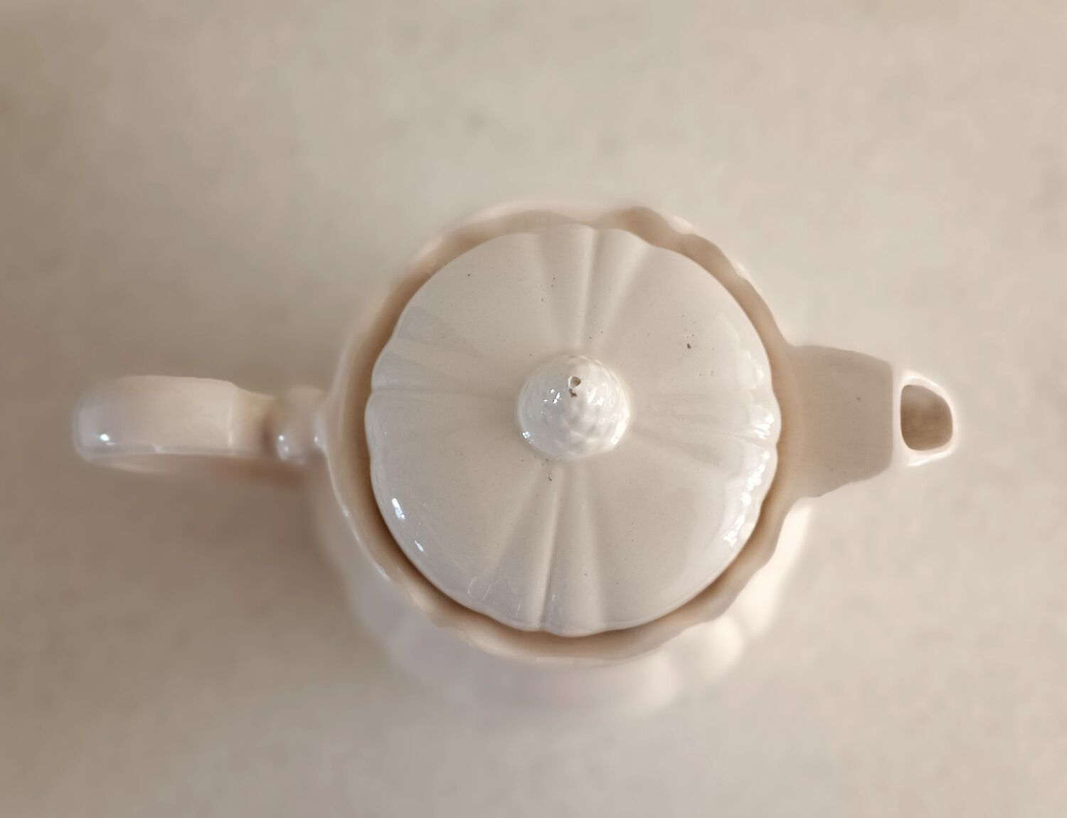 Teapot, sugar bowl and ivory milk jar from Sarreguemines