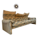 Ancien canapé Maralunga 3 places design italien des années 70 Cassina tissu patchwork