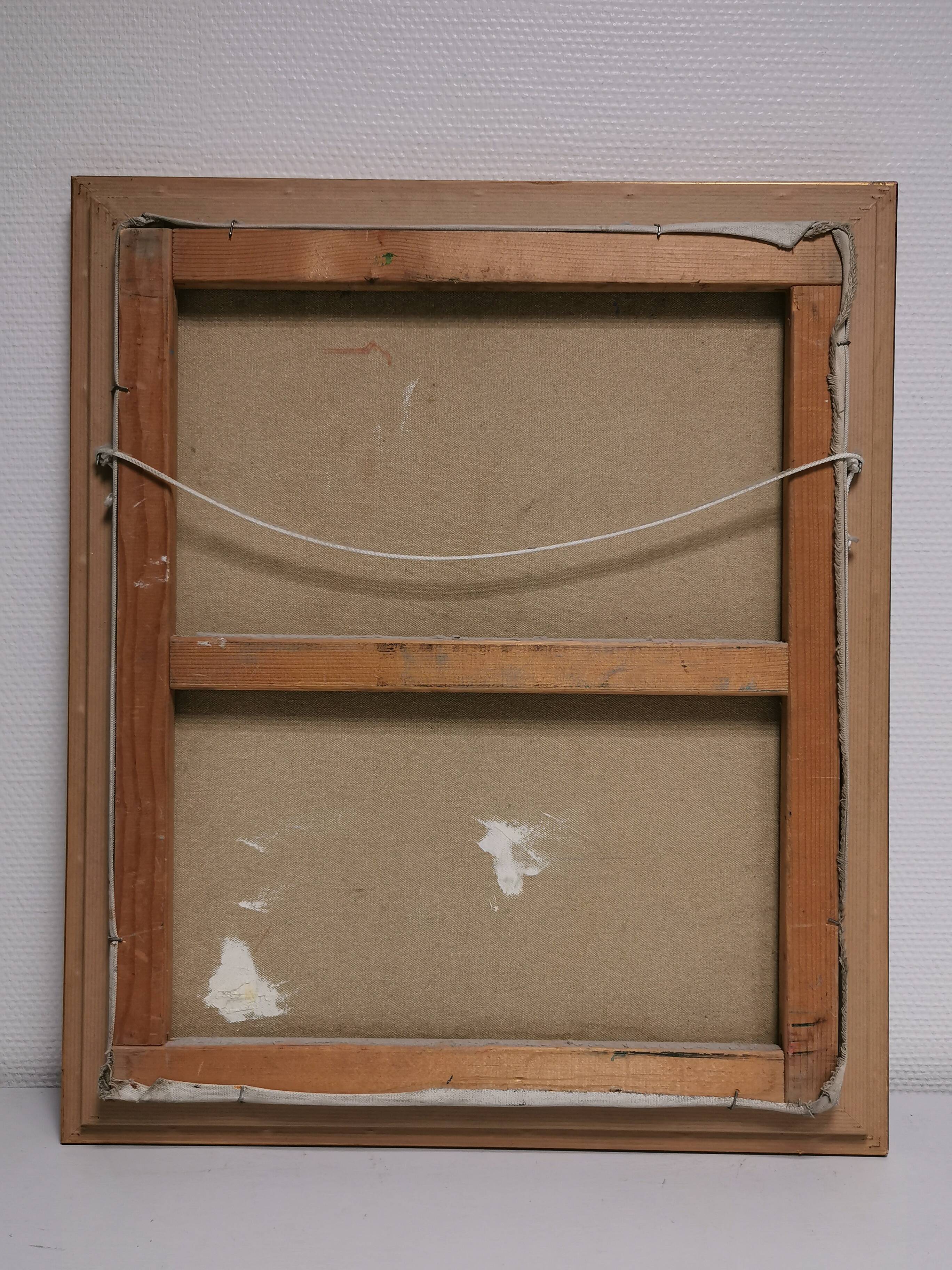 Painting / oil on canvas bouquet of flowers golden frame