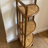 Vintage rattan corner shelf