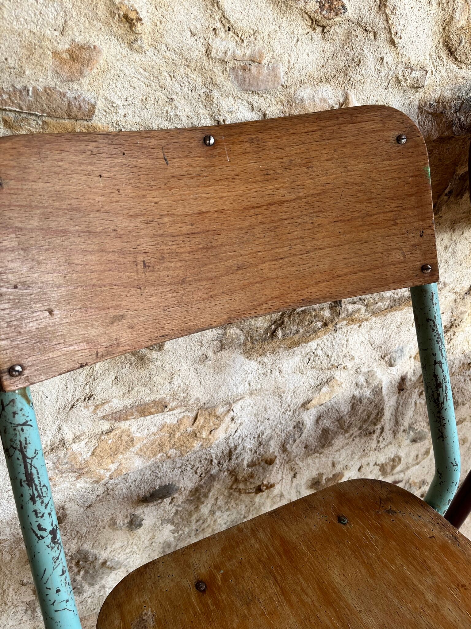 Set of 4 mismatched old school style chairs