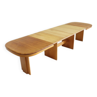 Vintage large oval extendable dining table 1960s XL