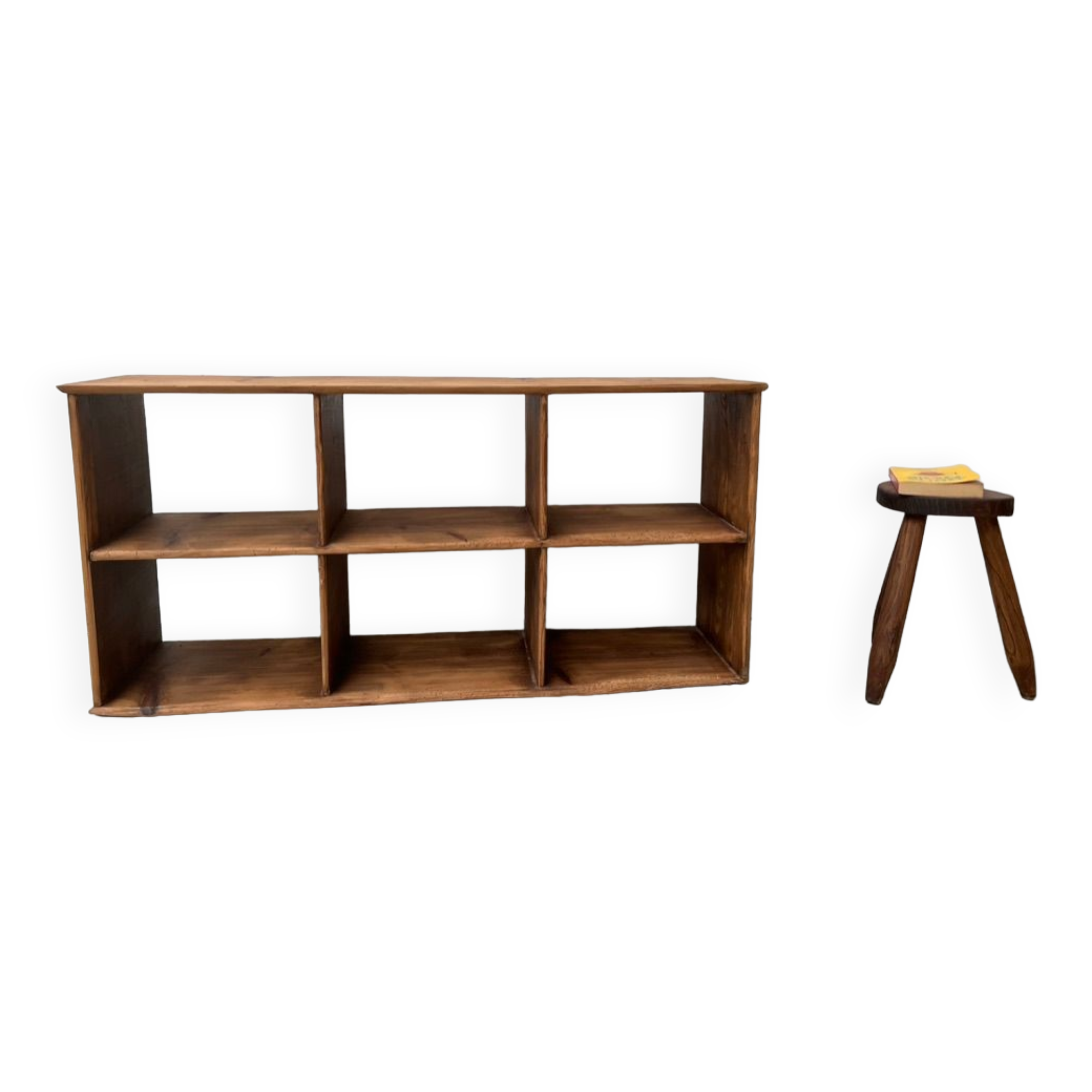 Antique pine storage cabinet with lockers