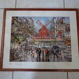 Lithograph Paris Moulin Rouge framed old