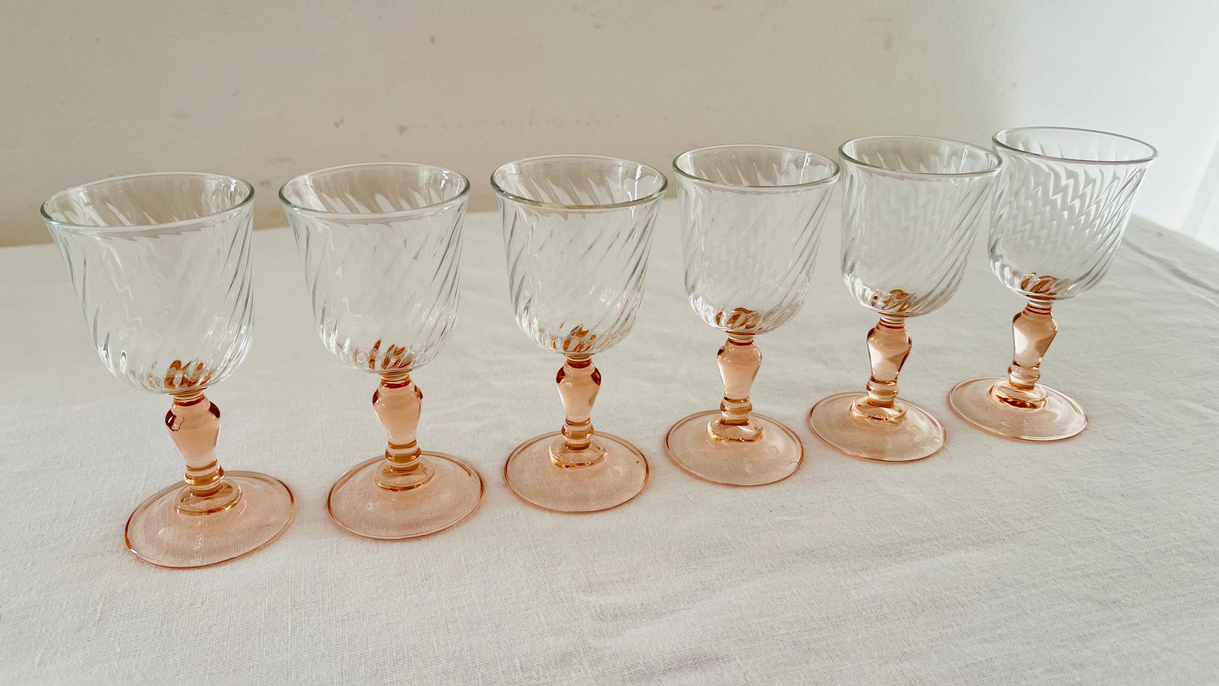 Set of 6 luminarc pink wine glass