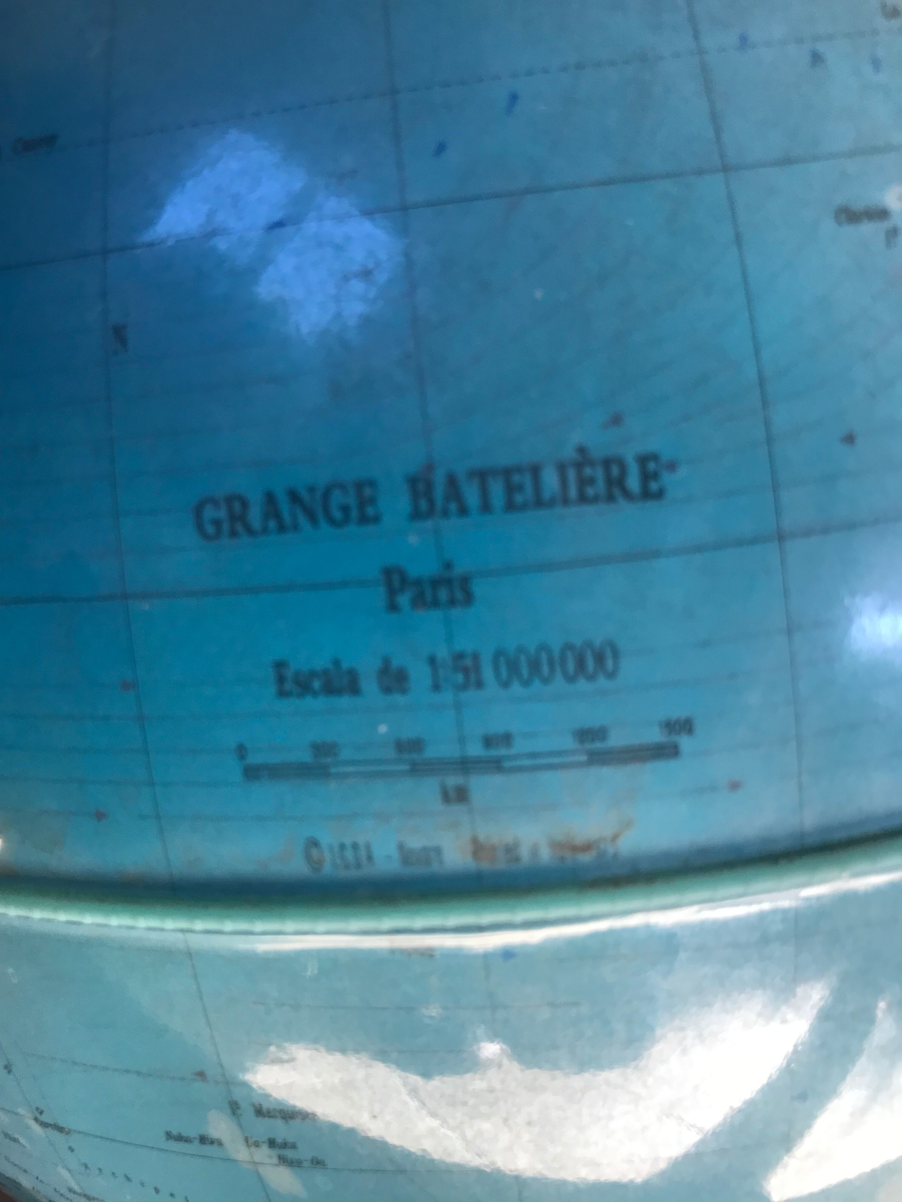 Luminous terrestrial globe Grange Batlière 1975