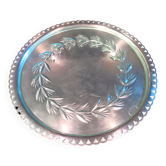 Round dish in silver-plated and glazed metal from the St Médard goldsmith's shop (hallmarks).