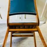 Vintage compass foot chair and studded blue skai