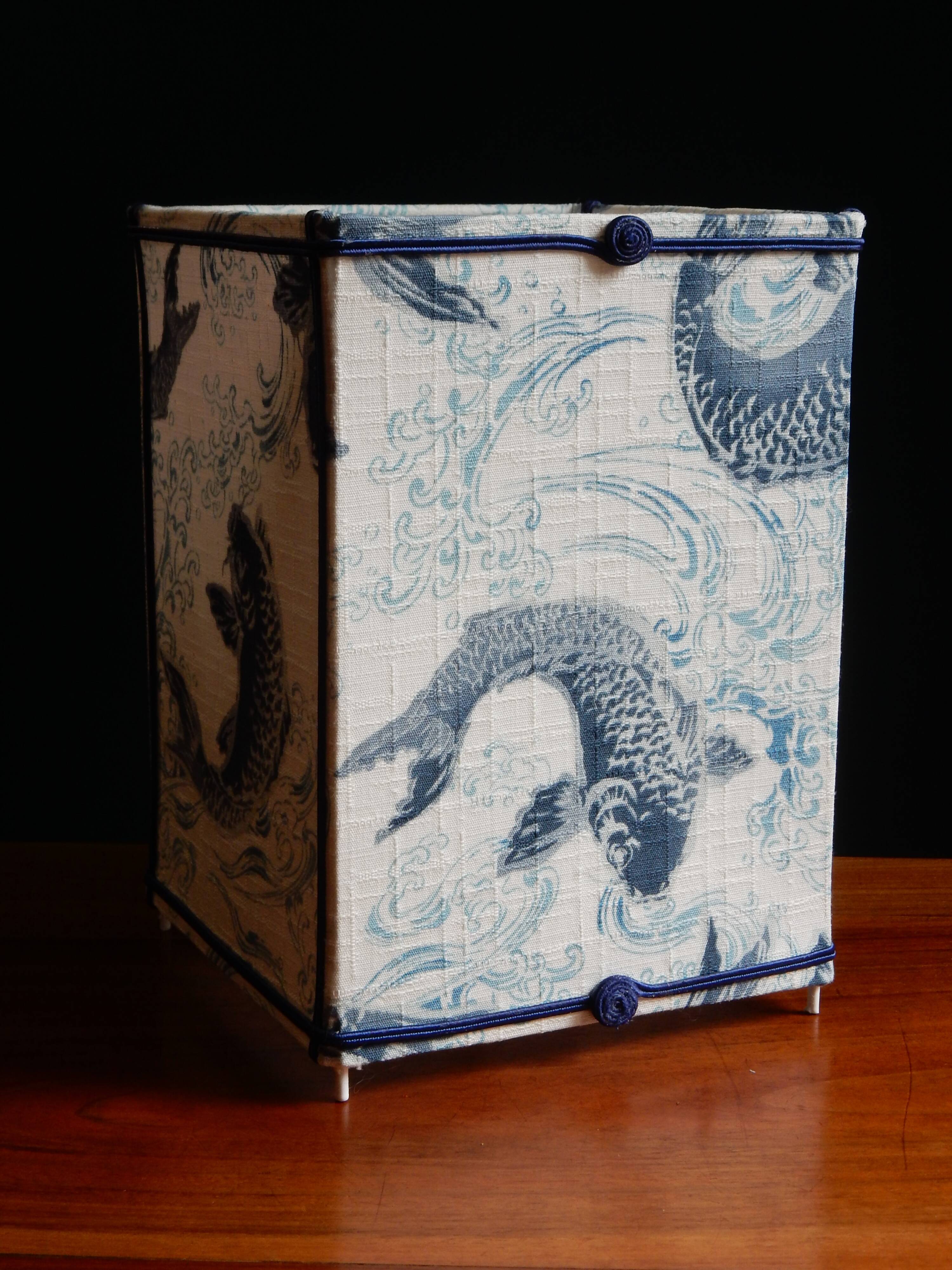 Lantern lamp in vintage Japanese fabric pattern carp koi
