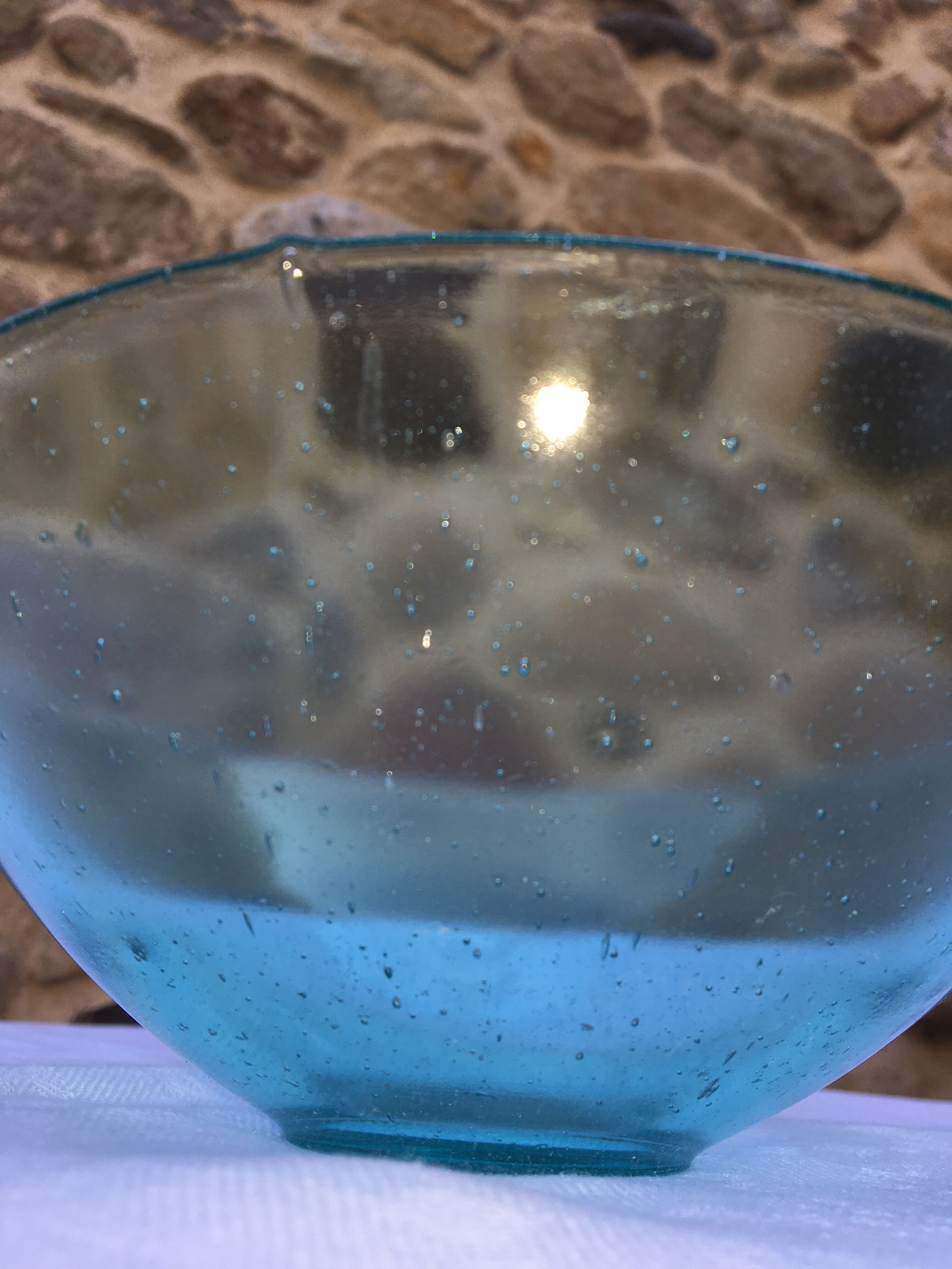 Antique bubbled blown glass salad bowl