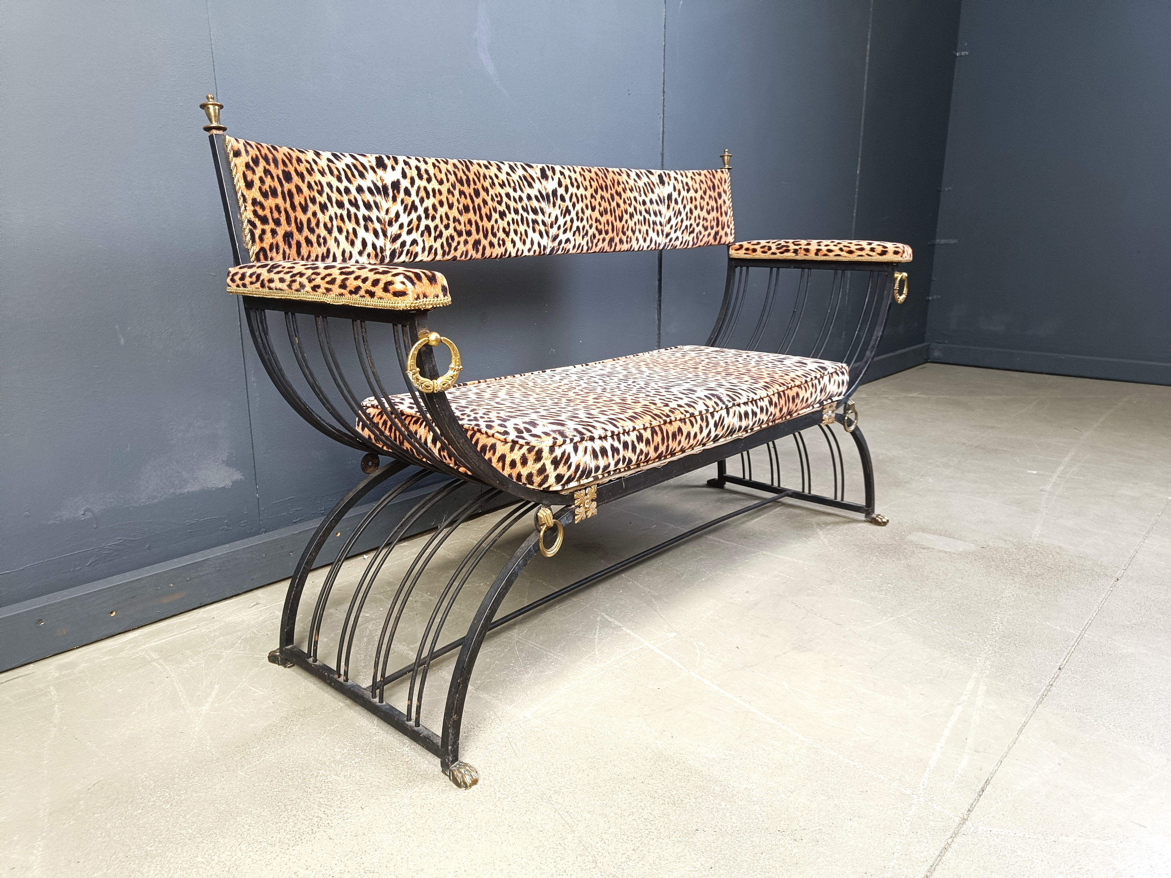 Banc curule de style Maison Jansen, années 1960
