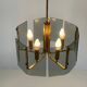 Grey glass chandelier with a brass body, 1960, Italy