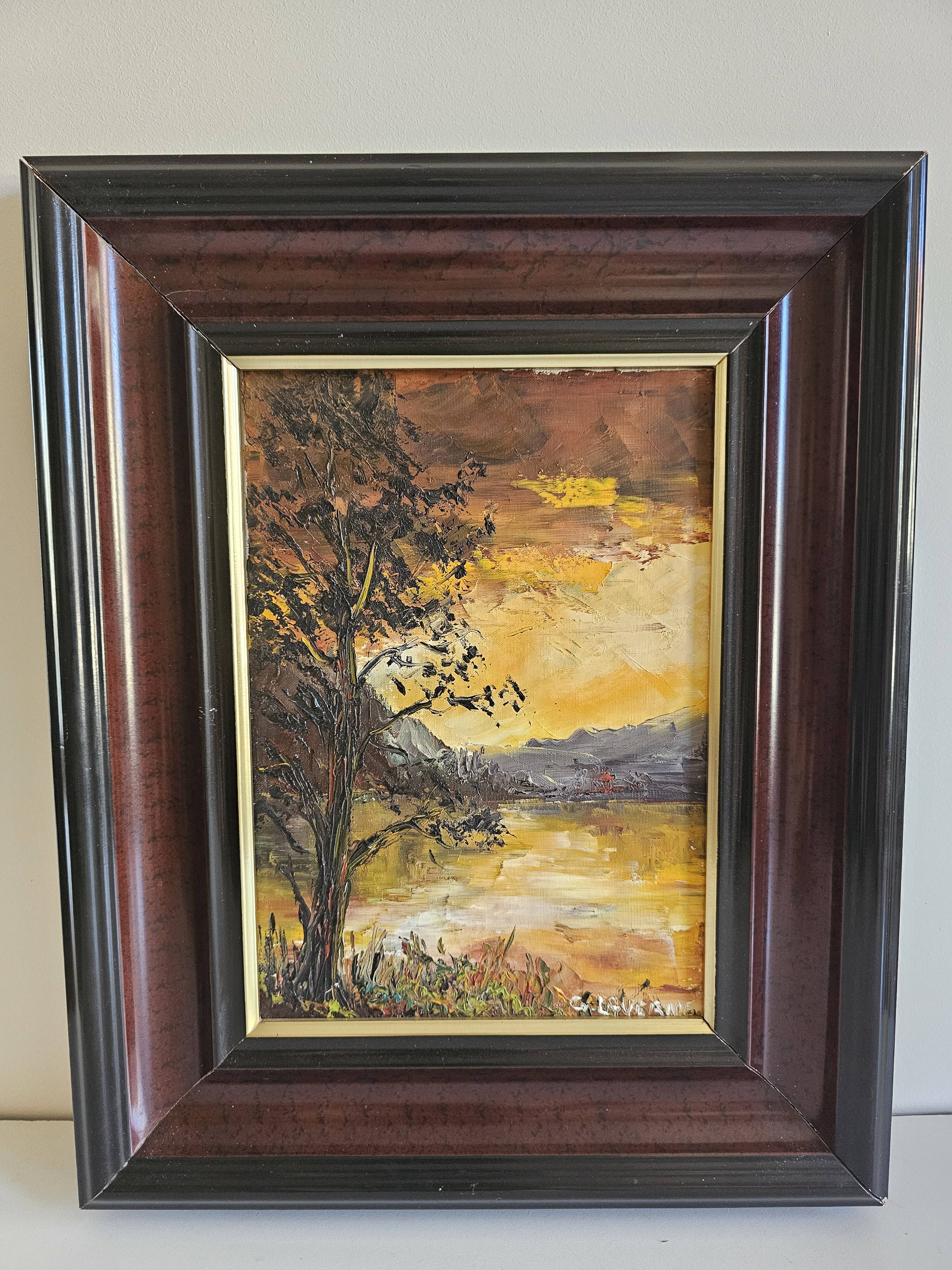 Oil on Canvas Landscape One Evening at the Hatching Pond Signed Gilles Laverne