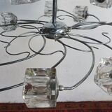 Chandelier suspension 15 glass cubes Italy 1970