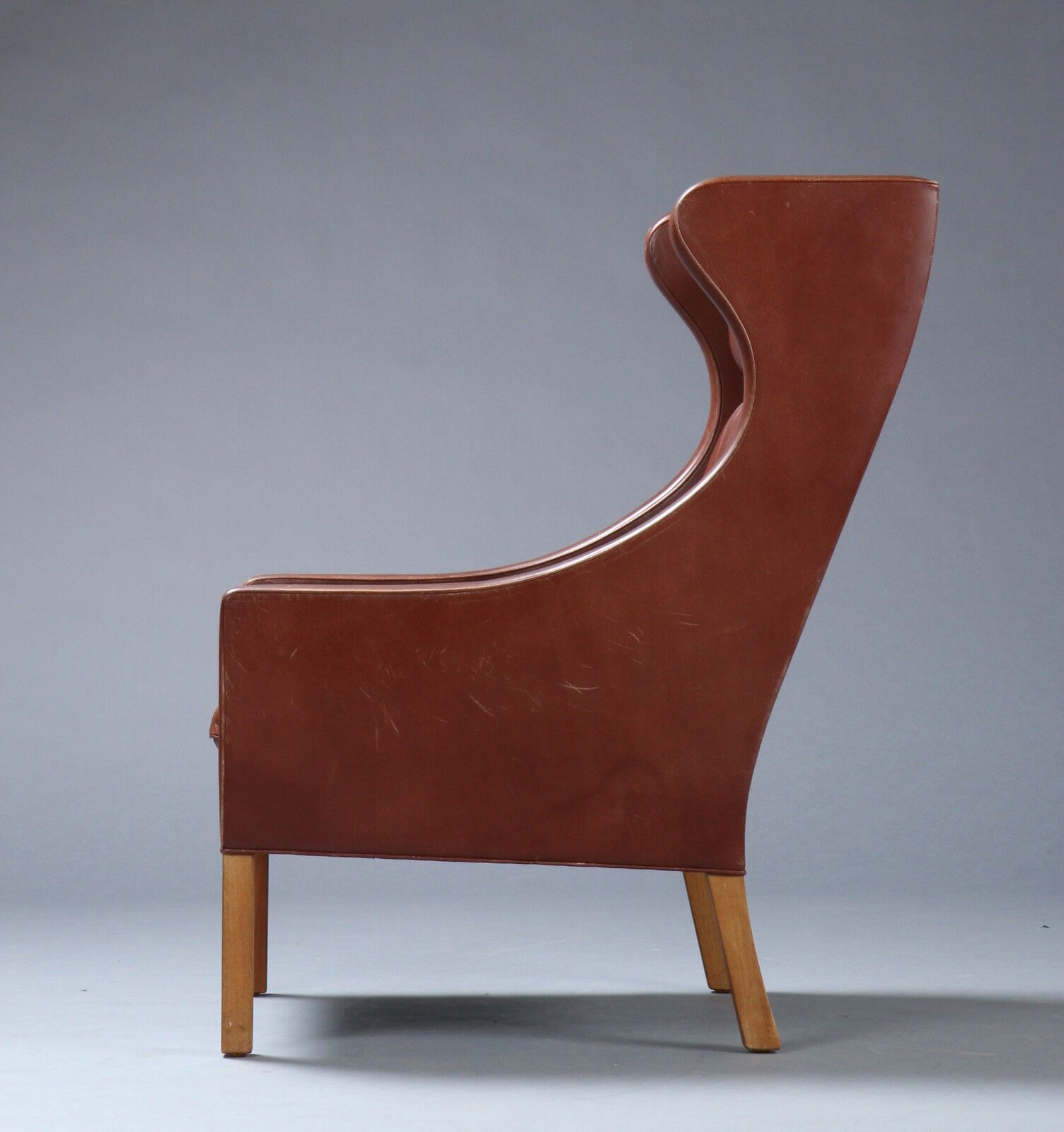 Børge Mogensen, Wing chair, model 2204, brown leather