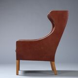 Børge Mogensen, Wing chair, model 2204, brown leather