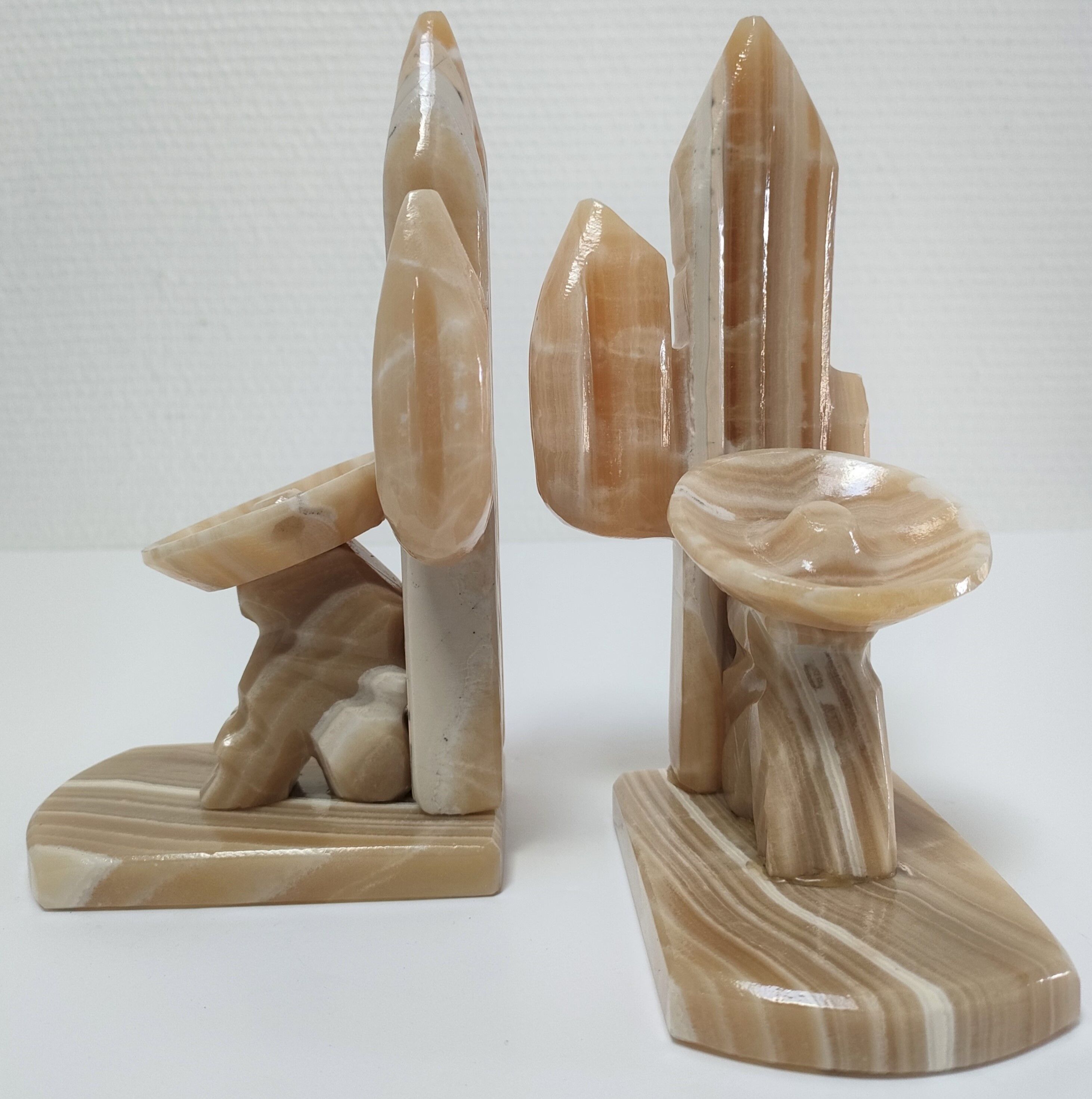 Pair of vintage Mexican cactus onyx bookends