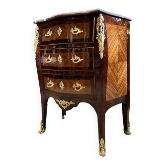 Louis XV style chest of drawers in marquetry of the Napoleon III period Millet house