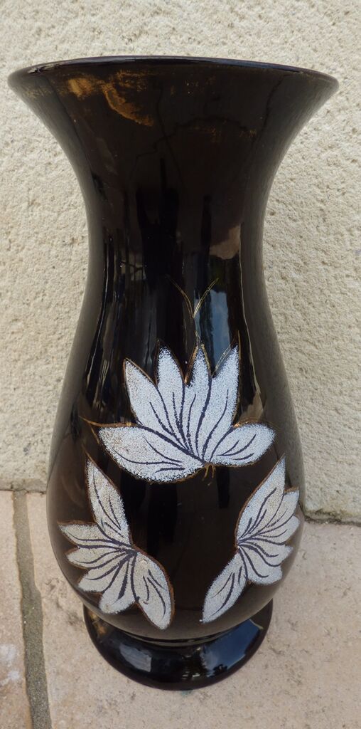 Navy blue and gold vase