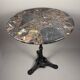Table de bistrot français vintage avec plateau rond en marbre et base en fonte