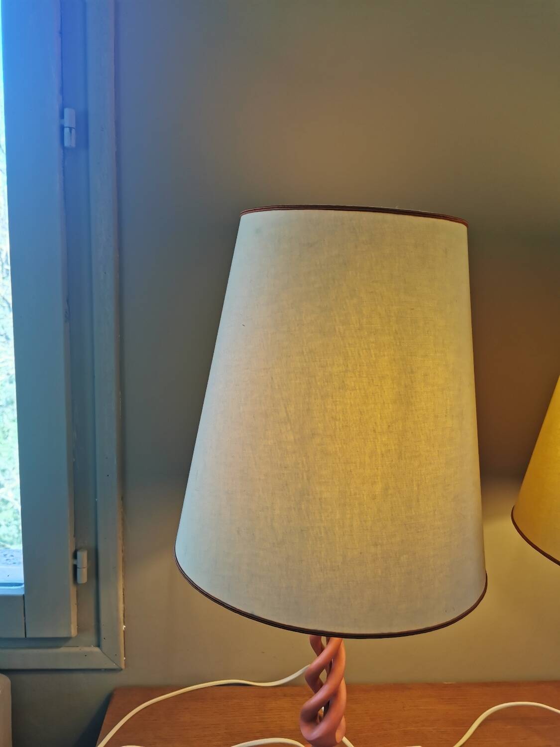 Pair of vintage twisted wood lamps