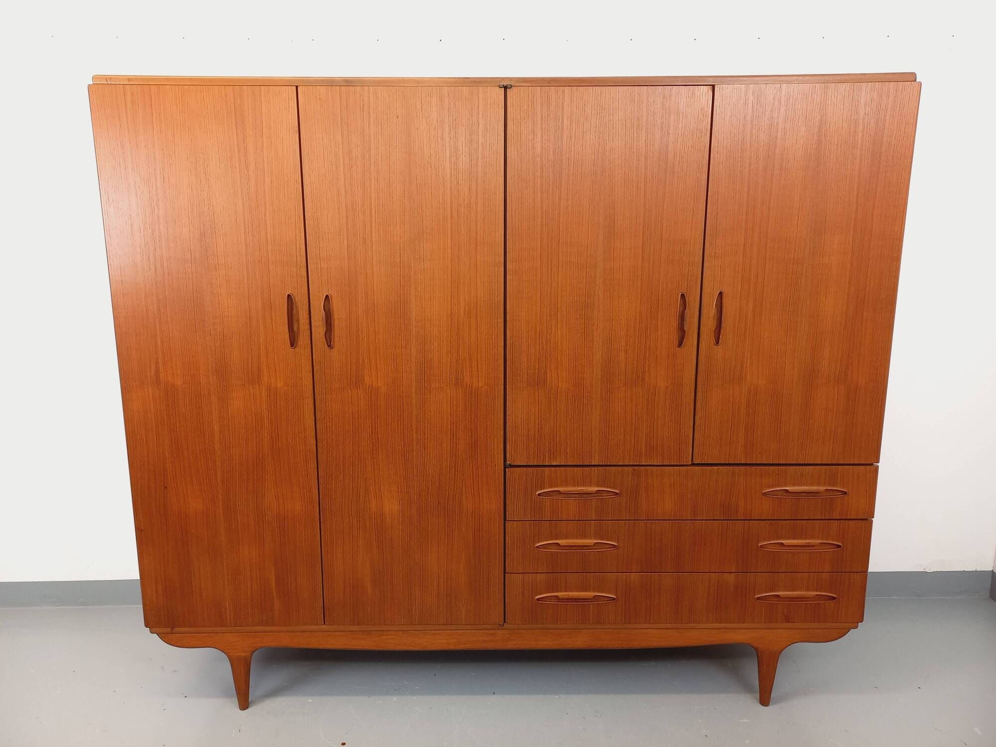 Vintage Scandinavian teak wardrobe from the 1960s.