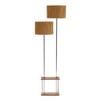 Double shade teak and chrome floor lamp, 60s.