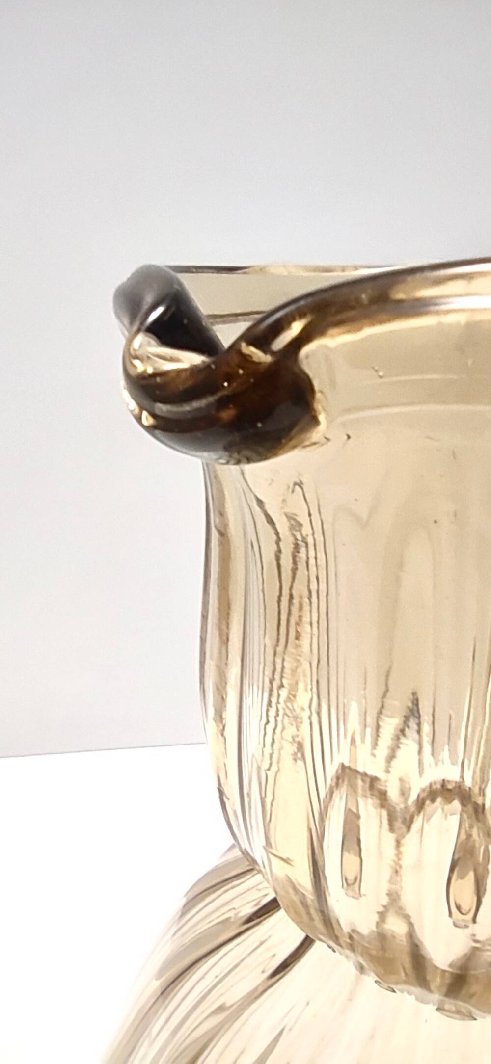 Straw-Colored Glass Pitcher Vase Ascribable to Vittorio Zecchin, Italy