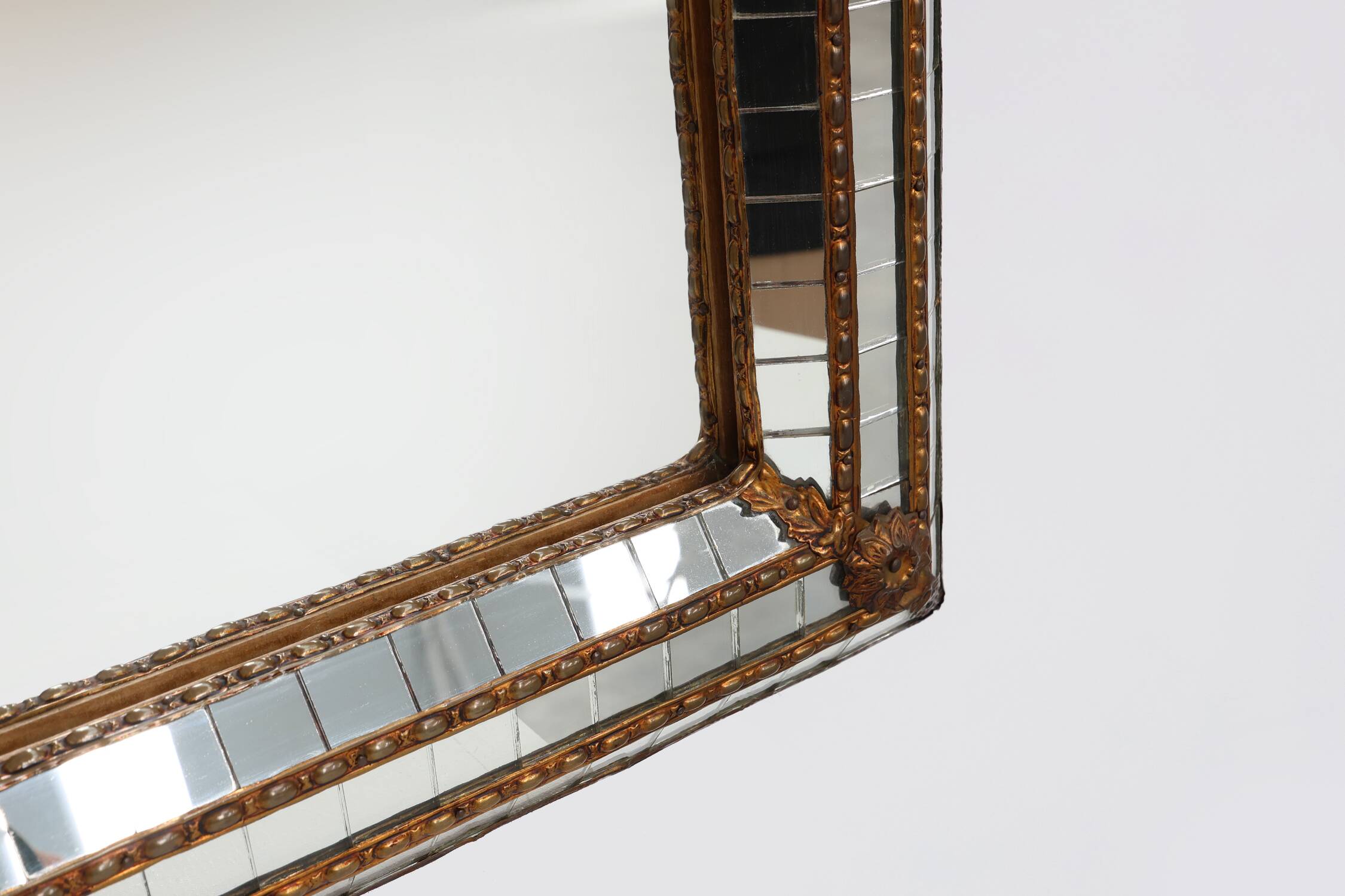 20th Century Spanish trapezoidal Venetian mosaic Mirror with brass details