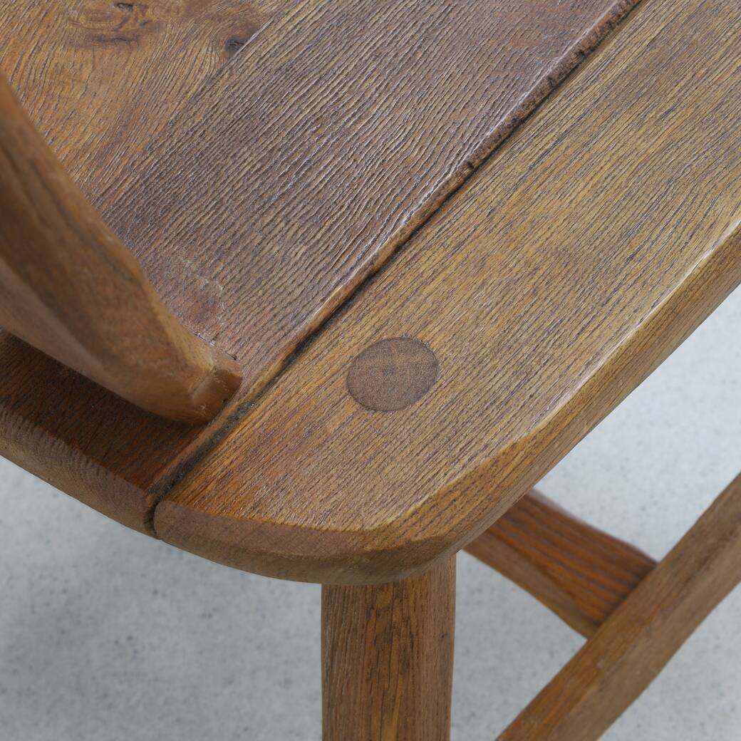 4x Brutalist Dining Chair in Oak by De Puydt, 1970s