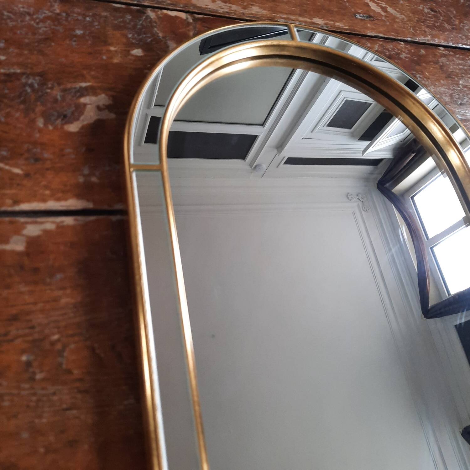 Miroir arcade à pare-closes design Deknudt 1980