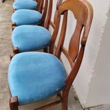 Set of 6 directoire style velvet chairs