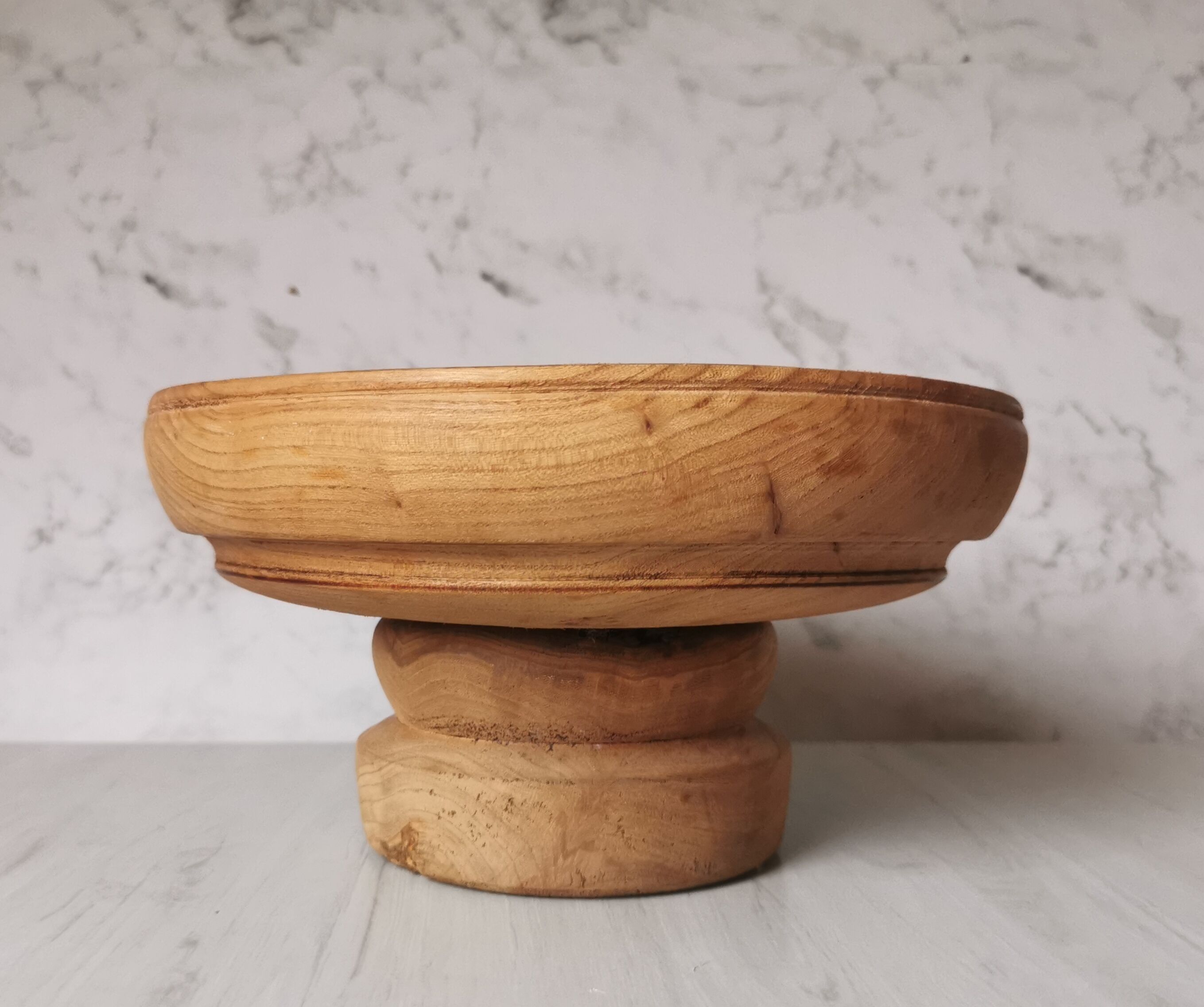 Compotier elm carved wood
