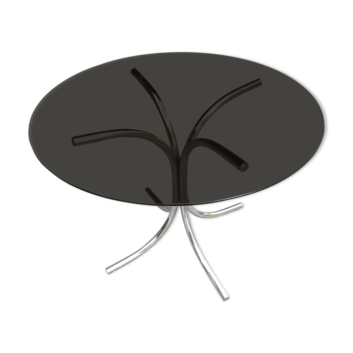 Smoked glass and chrome round table 1970