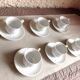 Six tasses et sous tasses en porcelaine blanche de Couleuvre des années 60-70