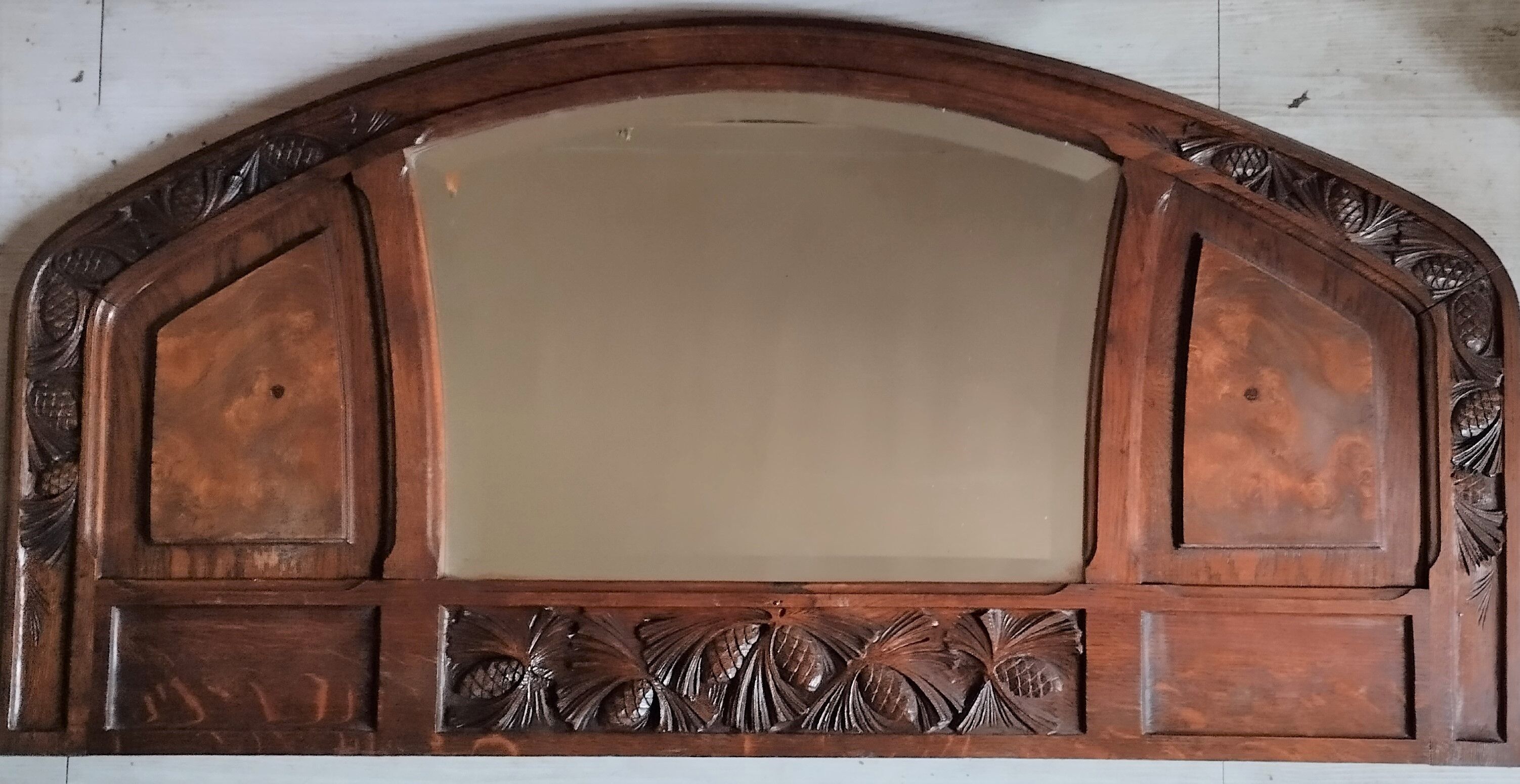 Miroir biseauté bois sculpté Art déco