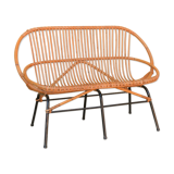 Vintage rattan bench feet metal