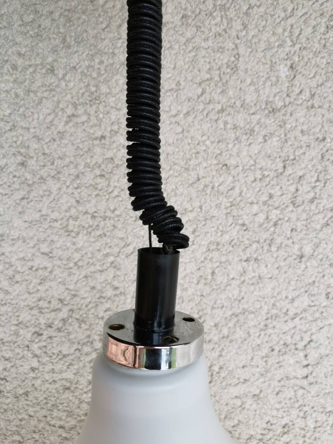 Vintage White Glass Pendant Lamp Ceiling Light Meblo Style Yugoslavia made