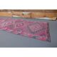 1970s Turkish handmade wool pink diamond runner 82x337