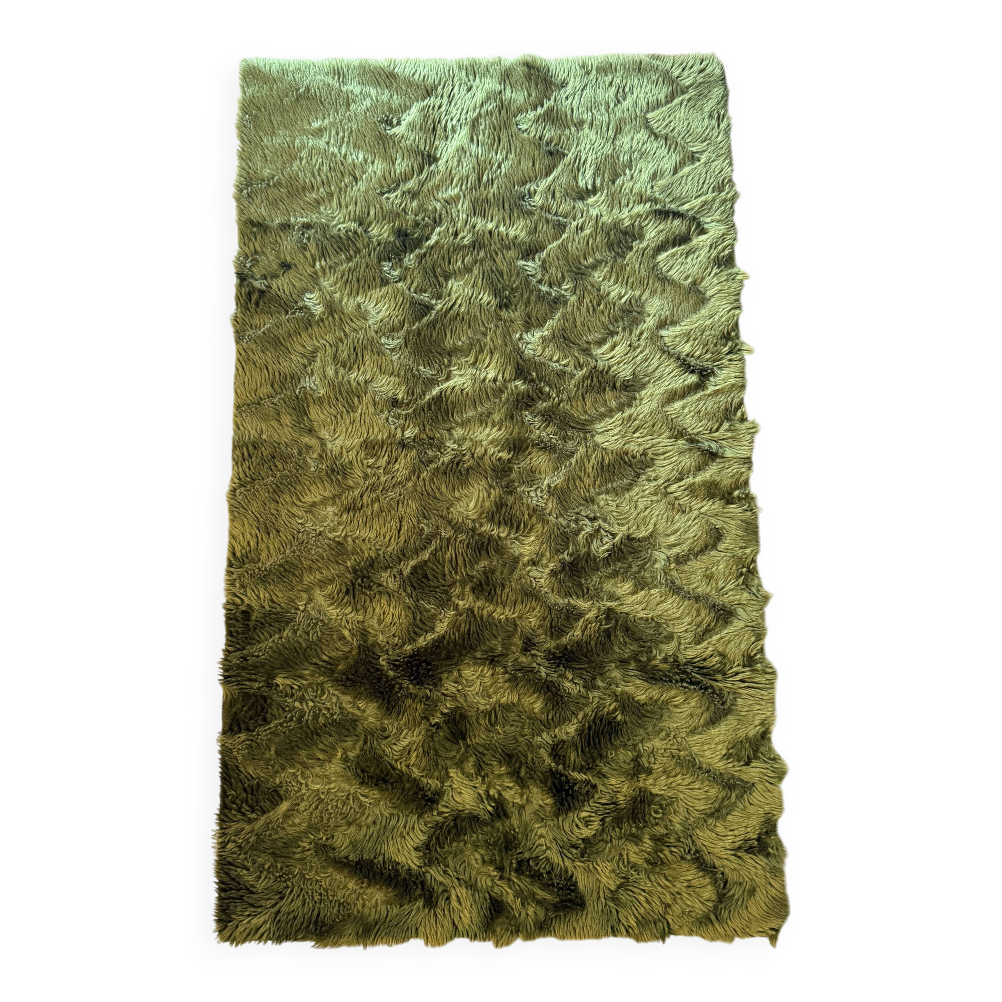 Tapis vintage vert à poils longs Pelfran Crylor