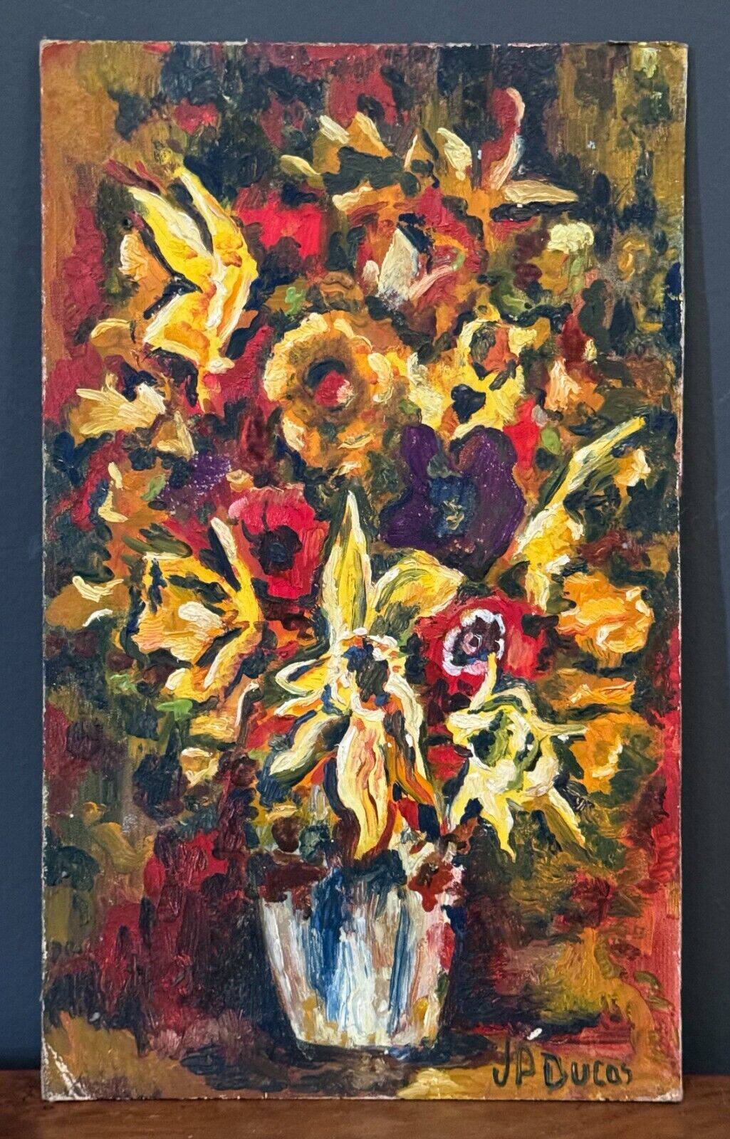 Oil on cardboard by J.-P. Ducos still life 1960