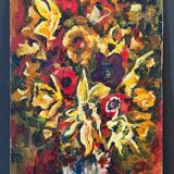 Oil on cardboard by J.-P. Ducos still life 1960