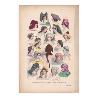 Une image une illustration d'époque éditeur roy année 1876 -1880 modes de coiffures