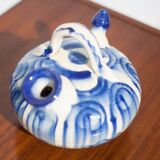 Chevrette pitcher in enamelled terracotta, terracotta gargoulette, folk art pottery, decoration