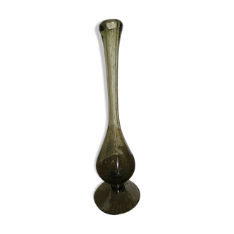 Soliflore on foot in smoked blown glass