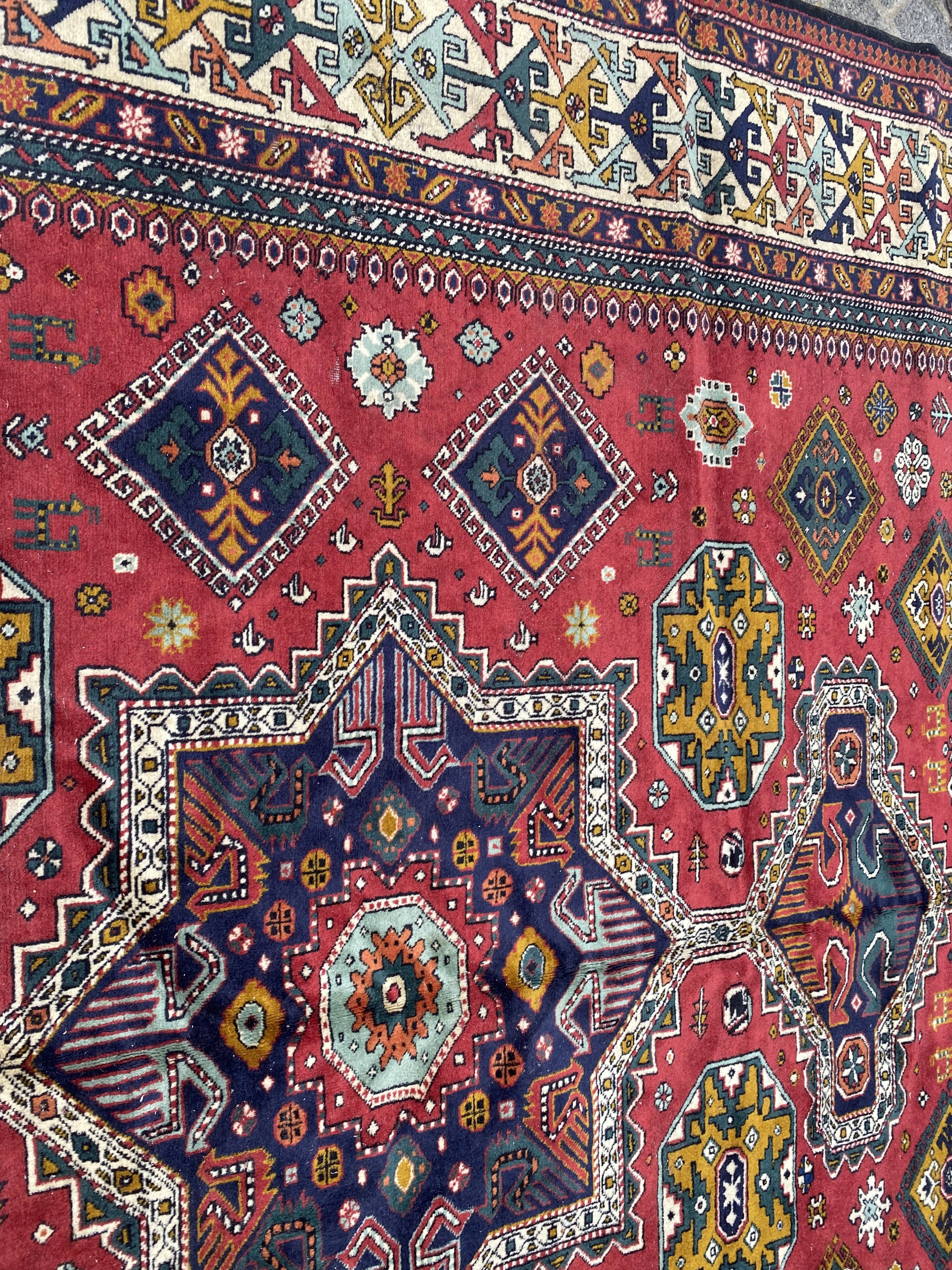 Nice large vintage carpet chirwan Azerbaijan handmade 234x310 cm