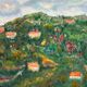 Original Swedish Oil on Canvas – “Hilly Landscape with Houses” by Lalla Blecher – Signed – Vintage & Framed