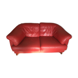 Steiner red leather 2-seater sofa