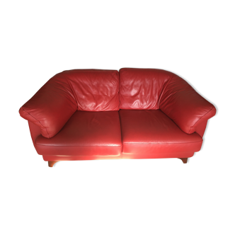 Steiner red leather 2-seater sofa