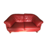 Steiner red leather 2-seater sofa